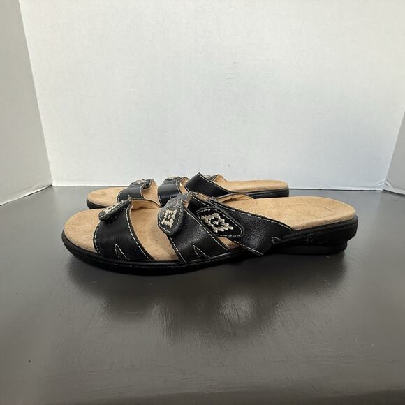 Naturalizer Kane Women’s Sandal‎ Black Leather With Ivory Stitching 7.5M - Picture 13 of 16